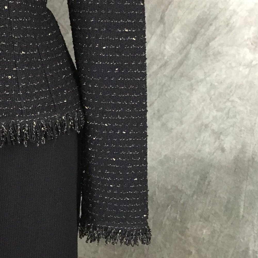 BEAUTIFUL st john couture knit black multi embellished jacket skirt suit 8 - Picture 5 of 9